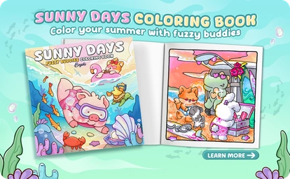 Sunny Days Coloring Book | Color your summer with fuzzy buddies