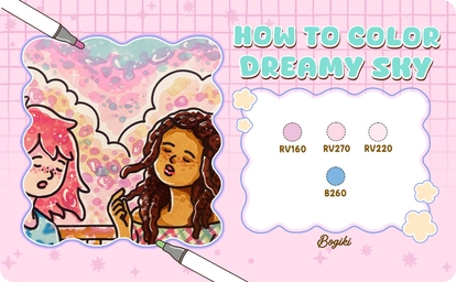 How to Color a Dreamy Sky with Ohuhu Markers | Bogiki