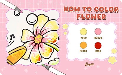 How to quickly draw a flower step-by-step with Bogiki