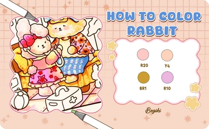 Guide on how to color Rabbit of Mom Moment Book | Bogiki