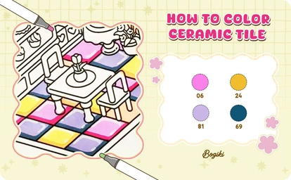 Step-by-step Ceramic Tile Tutorial for Relaxing Coloring | Bogiki