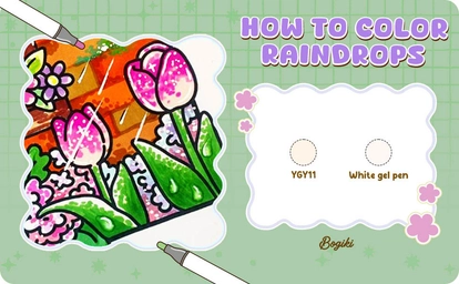 Quick Coloring Raindrops Tutorial Using Markers | Bogiki