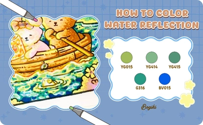 Water Reflection Tutorial Guide for Relaxing Coloring | Bogiki