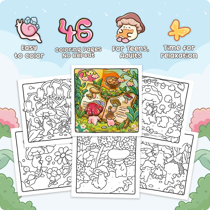Mushroom Bliss Coloring Book - 2