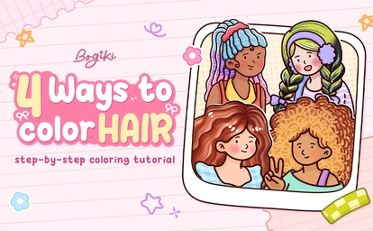 4 Easy Hair Drawing Ideas for Girl Coloring Pages
