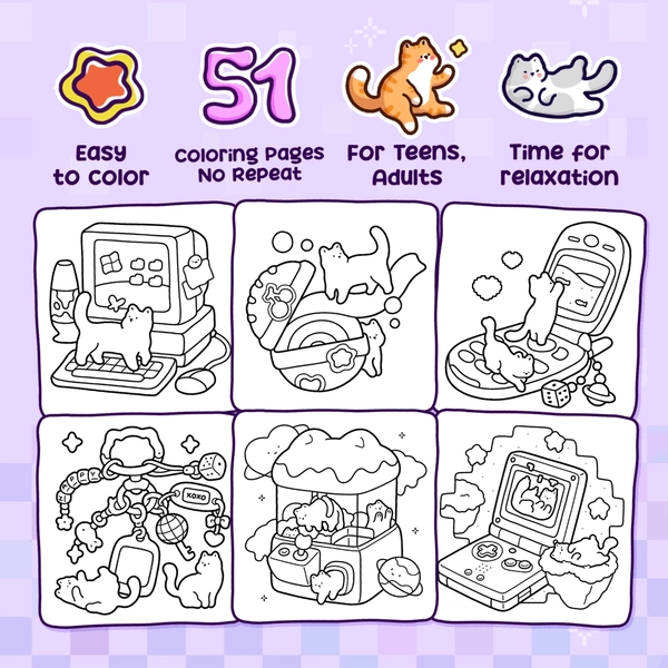 Nostalgic Cats Coloring Book - 2
