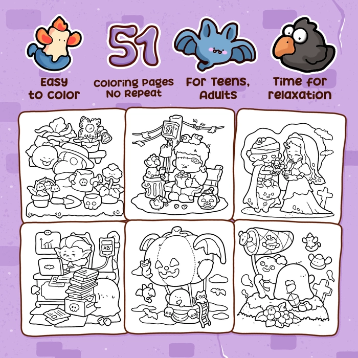 Spooky Comfy Coloring Book - 2