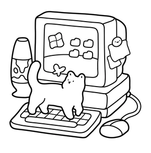 Free Nostalgic Cats Coloring Book - 3